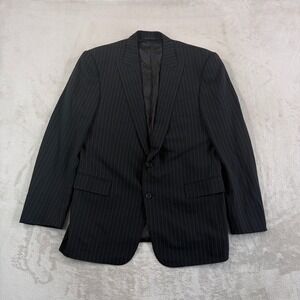 Ralph Lauren Black Label Peak Blazer Sport Coat Black Striped Men 42R Italy Wool